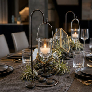 Mini Hanging Glass Tealight Candle Holder w/Wire Hanger 3" Set of 6