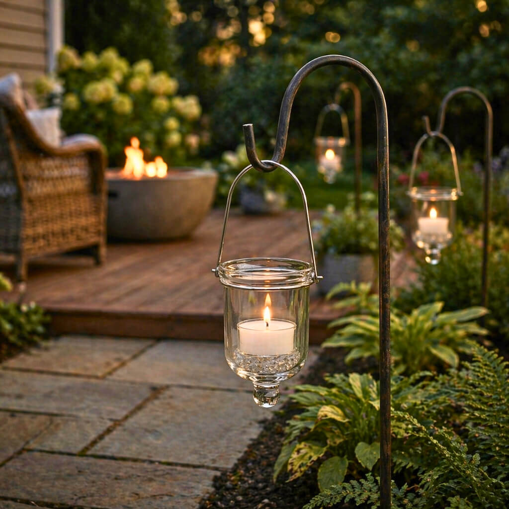 Mini Hanging Glass Tealight Candle Holder w/Wire Hanger 3" Set of 6