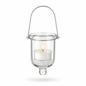 Mini Hanging Glass Tealight Candle Holder w/Wire Hanger 3" Set of 6 - thumbnail number 3