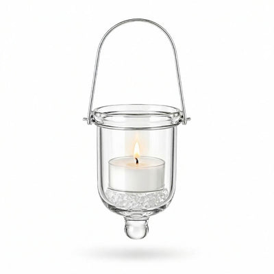 Mini Hanging Glass Tealight Candle Holder w/Wire Hanger 3" Set of 6 - thumbnail number 3