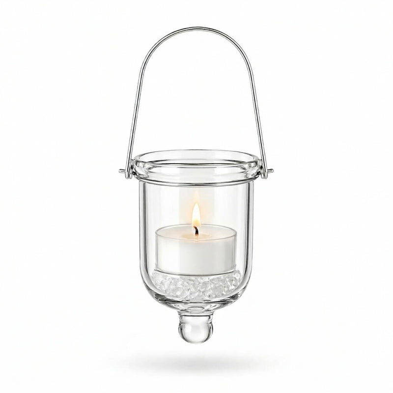 Mini Hanging Glass Tealight Candle Holder w/Wire Hanger 3" Set of 6 - thumbnail number 3