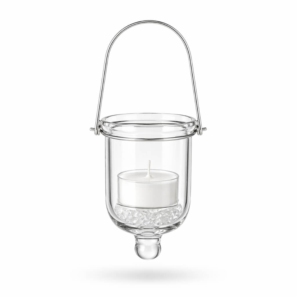Mini Hanging Glass Tealight Candle Holder w/Wire Hanger 3" Set of 6