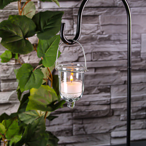 Hanging Glass Tealight Candle Holder with Wire Hanger 3"