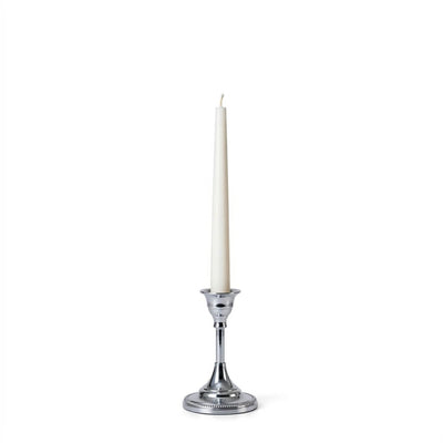 White candle in a 5" Taper Candlestick Silver on a white background - thumbnail number 2
