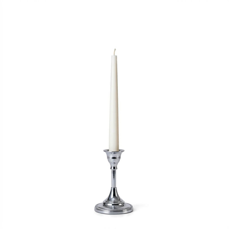 White candle in a 5" Taper Candlestick Silver on a white background - thumbnail number 2