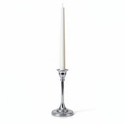 White candle in a 7" Taper Candlestick Silver on a white background - thumbnail number 2