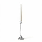 White candle in a 9" Taper Candlestick Silver on a white background - thumbnail number 2