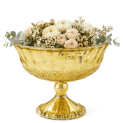 Gold Mercury Glass Compote 7" x 5.25" with a floral bouquet - thumbnail number 2