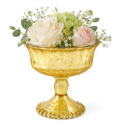 Gold Mercury Glass Compote with a white and blush floral arrangement - thumbnail number 2