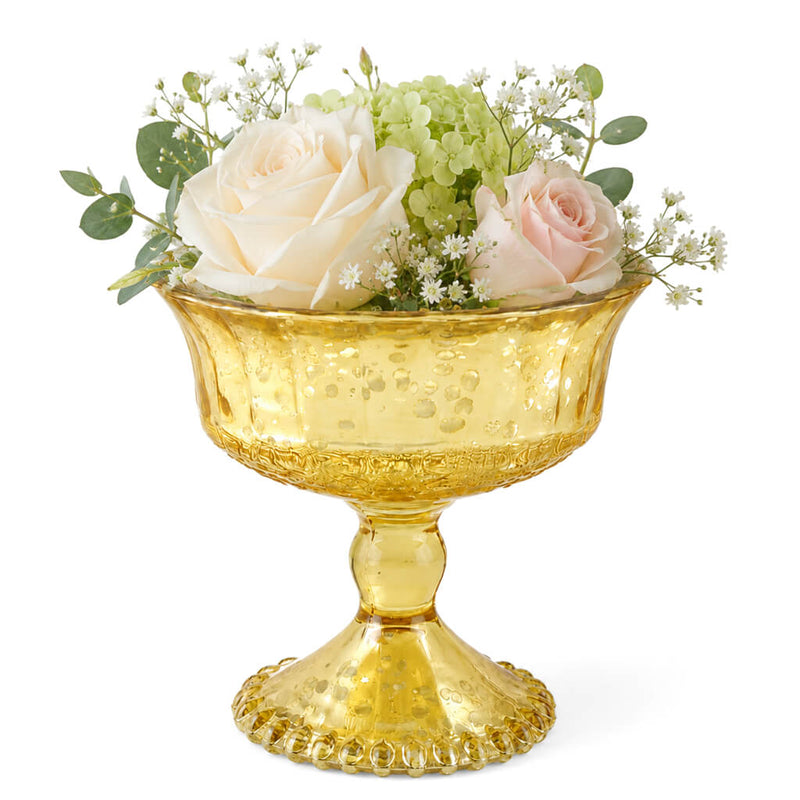 Gold Mercury Glass Compote with a white and blush floral arrangement - thumbnail number 2