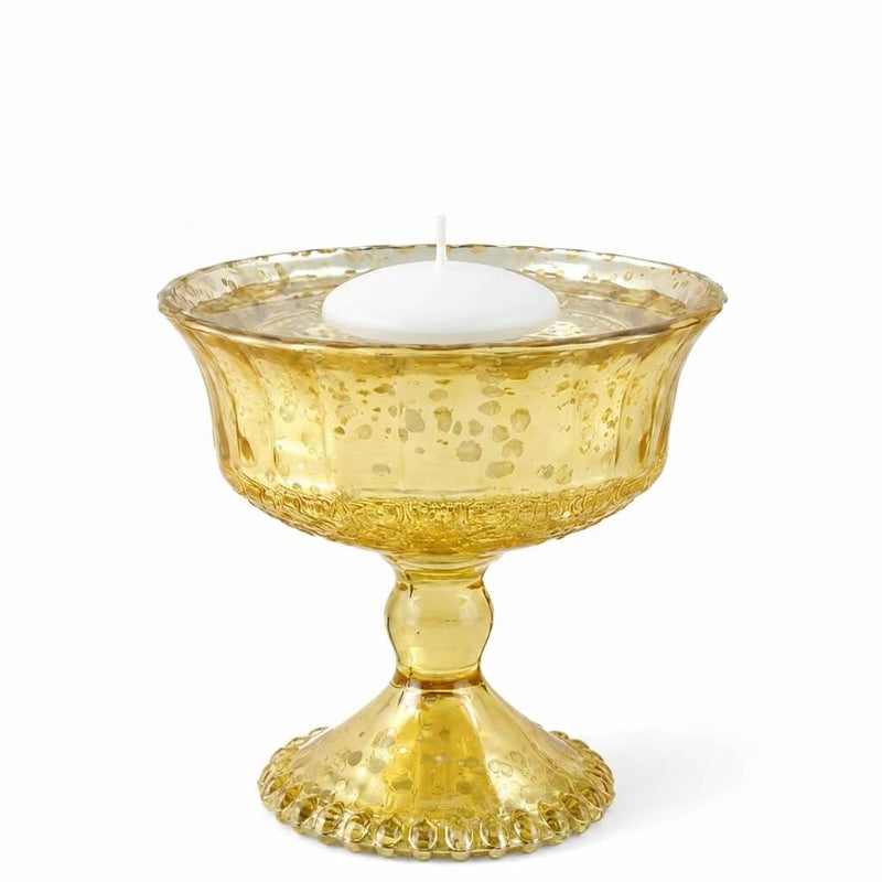 Gold Mercury Glass Compote with a floating candle - thumbnail number 3