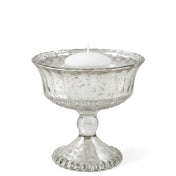 4.75" Silver Mercury Glass Compote with a floating white candle - thumbnail number 2