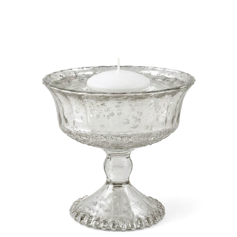 4.75" Silver Mercury Glass Compote with a floating white candle - thumbnail number 2