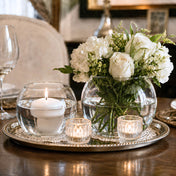 Two Bubble vases featuring white flowers and a floating candle on a decorative tray - thumbnail number 9