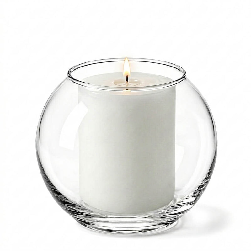A 5.5" Bubble vase containing a lit white pillar candle - thumbnail number 3