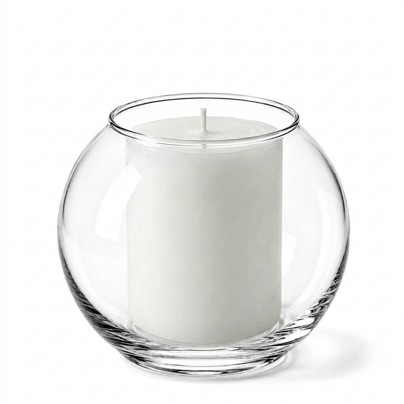 A 5.5" Bubble vase containing a large white pillar candle - thumbnail number 2