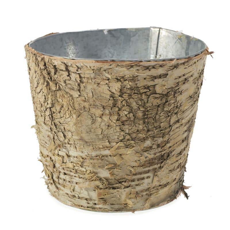 Natural Birch Bark Covered Zinc Planter Vase 5.5" x 5" - thumbnail number 3