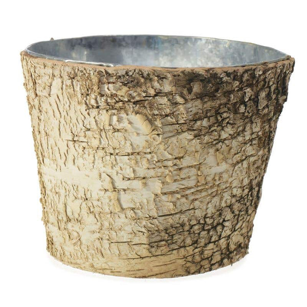 birch plant pots Natural Birch Bark Covered Zinc Planter Pot Vase 7" x 6"