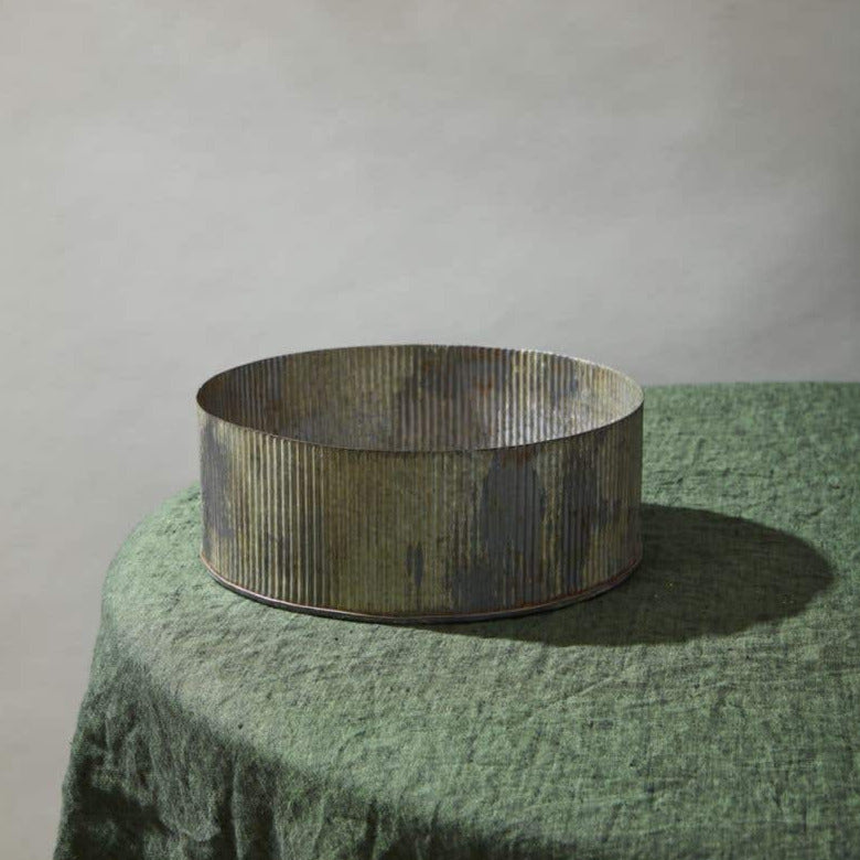 Norah Corrugated Zinc Pot Bowl 4" x 10" - thumbnail number 3