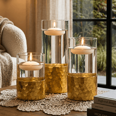 Gold Honeycomb Cylinder Vase 4"x8" - thumbnail number 9