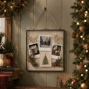 Hanging metal double glass frame displaying holiday photos and decor - thumbnail number 6