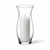 White pillar candle inside a clear 6.5" hana vase on a white background - thumbnail number 2
