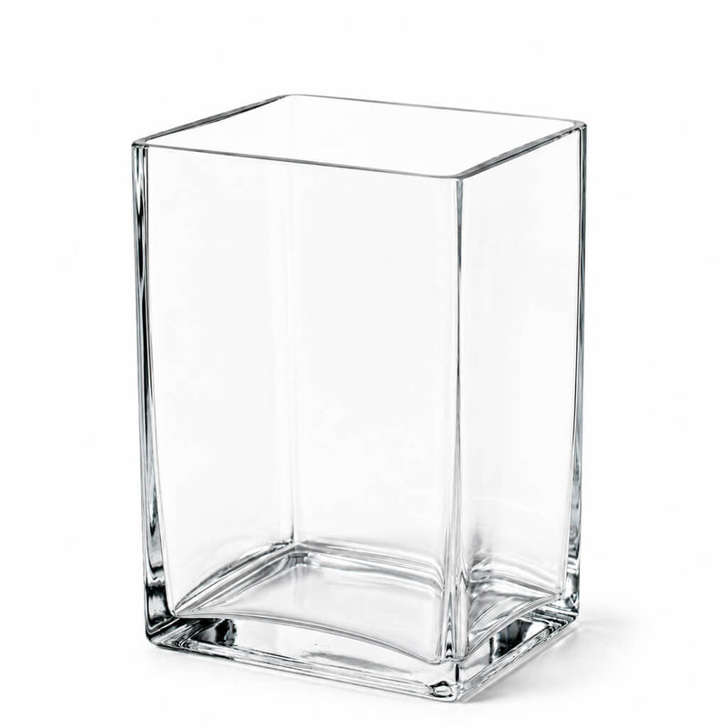Thick Glass Rectangle Vase 7.5" x 8" - thumbnail number 1