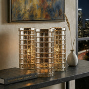 Gold Mercury Mosaic Cylinder 10" - Vase & Candle Holder - thumbnail number 6