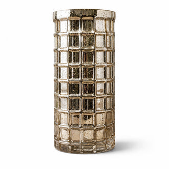 Gold Mercury Mosaic Cylinder 10" - Vase & Candle Holder