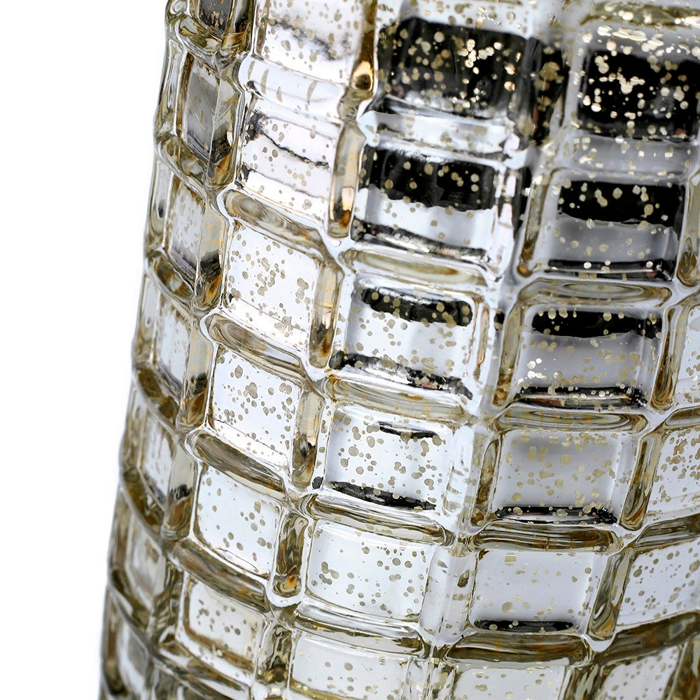 Gold Mercury Mosaic Cylinder 10" - Vase & Candle Holder