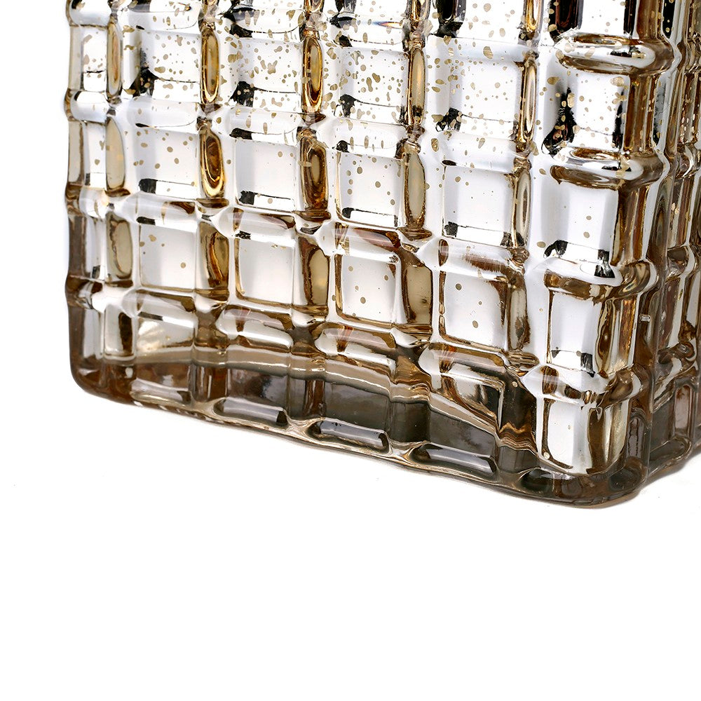 Gold Mercury Mosaic Glass Cube 4.75" - Square Vase & Candle Holder