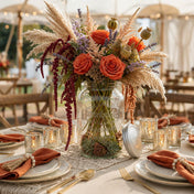 Two Gallon Yorkshire Glassware Mason Jar filled with a vibrant orange and purple floral arrangement - thumbnail number 4