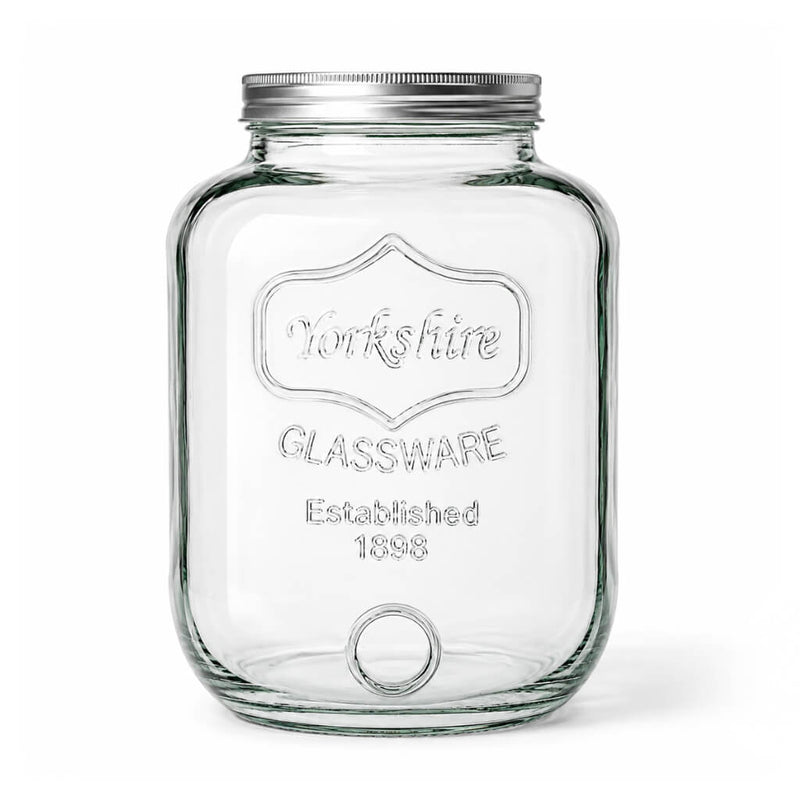 Two Gallon Yorkshire Glassware Mason Jar with a metal lid on a white background - thumbnail number 1