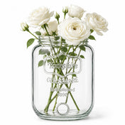 Yorkshire Glassware jar filled with fresh white roses - thumbnail number 2