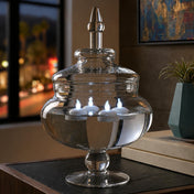 14" Glass Apothecary Jar filled with water and floating lights - thumbnail number 6