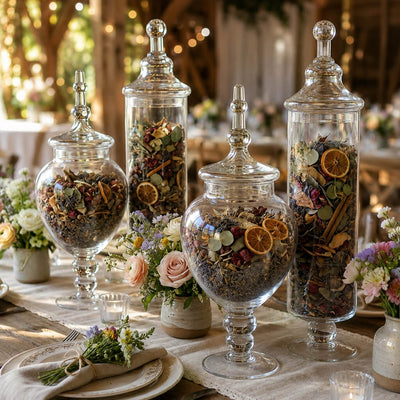 Apothecary jars filled with potpourri on a table - thumbnail number 3