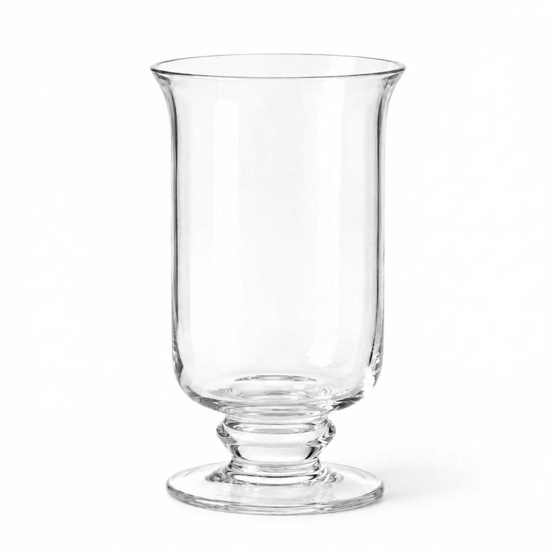 Clear glass 8" Hurricane Vase & Candle Holder on a white background - thumbnail number 1