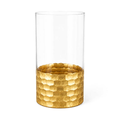 Gold Honeycomb Cylinder Vase 4"x8"