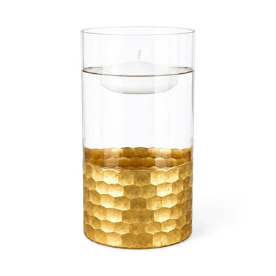 Gold Honeycomb Cylinder Vase 4"x8" - thumbnail number 4