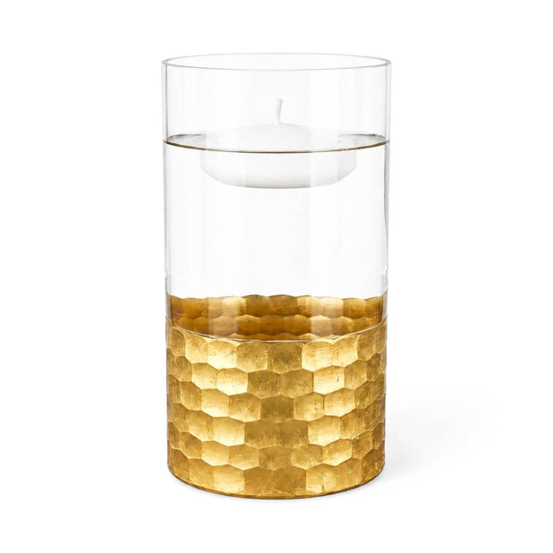 Gold Honeycomb Cylinder Vase 4"x8" - thumbnail number 4