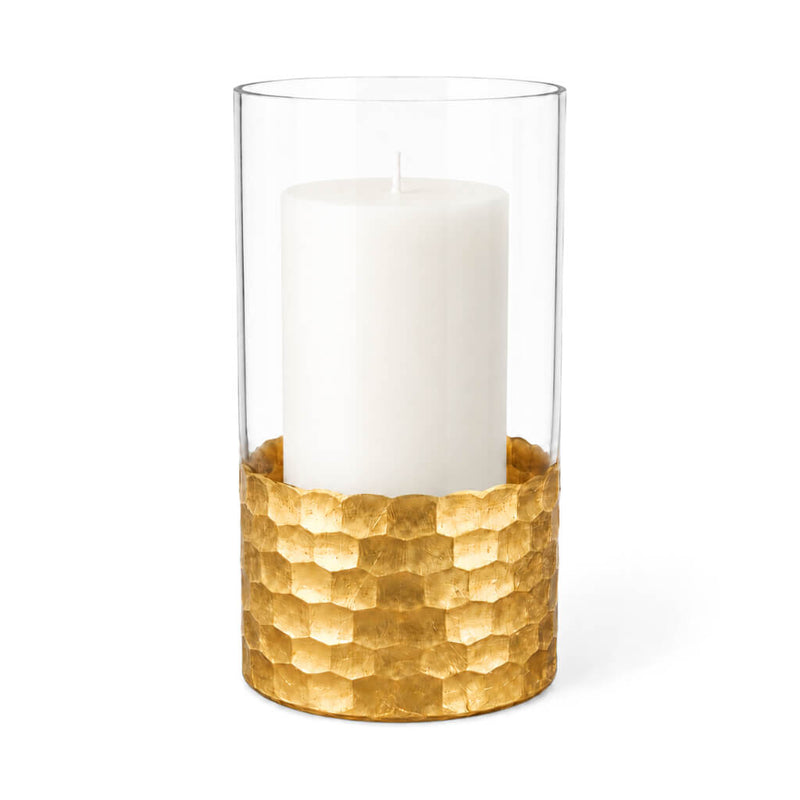 Gold Honeycomb Cylinder Vase 4"x8" - thumbnail number 2