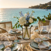 6" Glass Bottle Honeycomb with Frog Lid on a coastal tablescape - thumbnail number 3