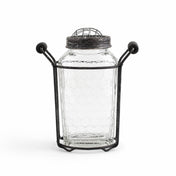 6" Glass Bottle Honeycomb with Frog Lid isolated on a white background - thumbnail number 1