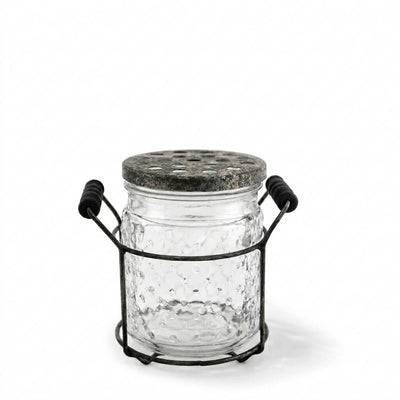 Hobnail Glass Jar with Frog Lid 5" and Wire Rack