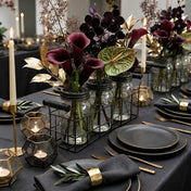 Metal Wire Basket and 3 Glass Mason Jars with Frog Lids with dark flowers - thumbnail number 5
