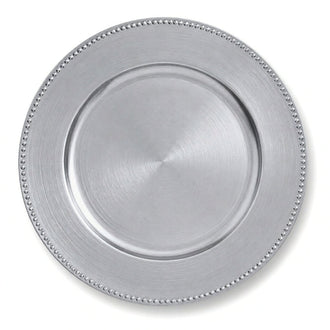 Richland Beaded Charger Plate 13" Silver Set of 24