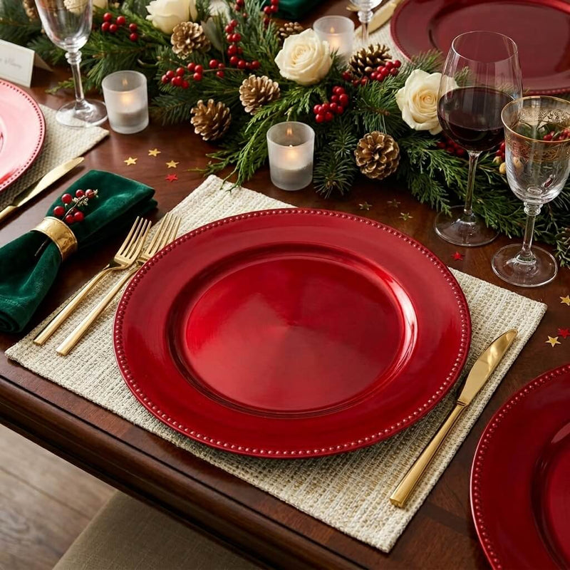 Richland Beaded Charger Plate 13" Red Set of 24 - thumbnail number 5