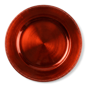 13" orange beaded charger plate on a white backdrop - thumbnail number 1