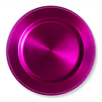 Richland Beaded Charger Plate 13" Fuchsia Set of 12