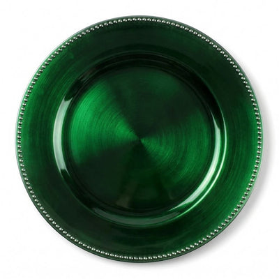 Richland Beaded Charger Plate 13" Forest Green Set of 24 - thumbnail number 1